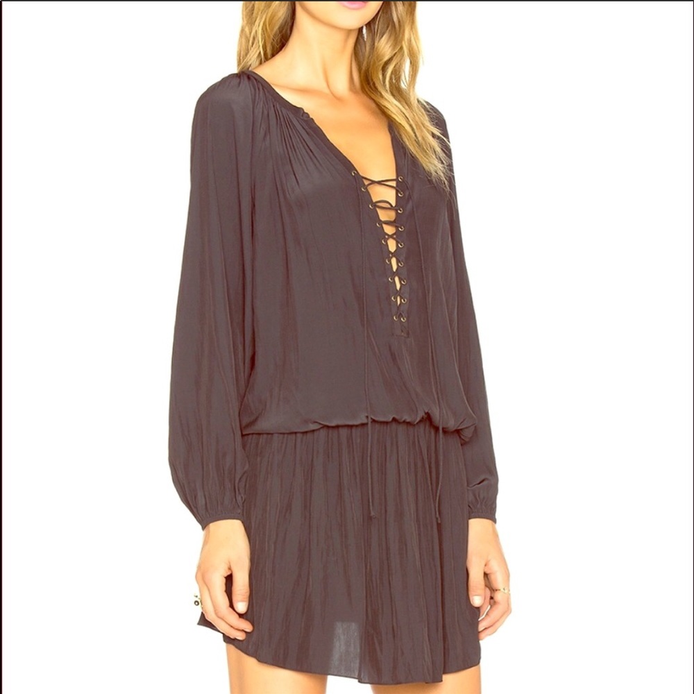 Ramy brook lace up silk dress NWOT